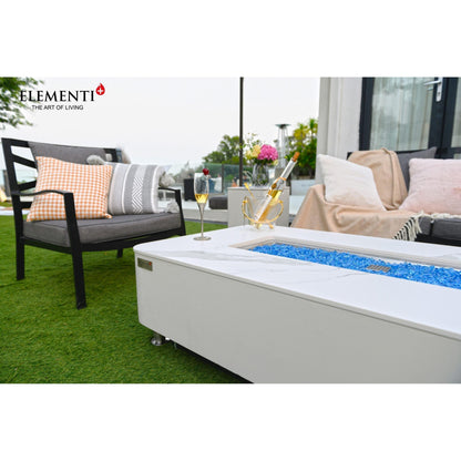 Elementi Plus Athens 30" Bianco White Concrete Natural Gas Marble Porcelain Fire Table