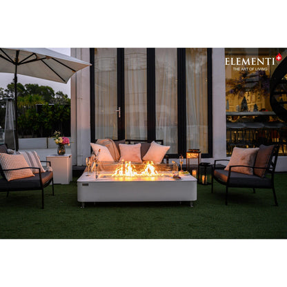 Elementi Plus Athens 30" Bianco White Concrete Natural Gas Marble Porcelain Fire Table