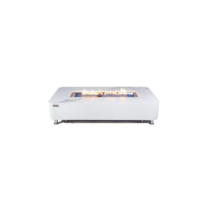 Elementi Plus Athens 30" Bianco White Concrete Natural Gas Marble Porcelain Fire Table