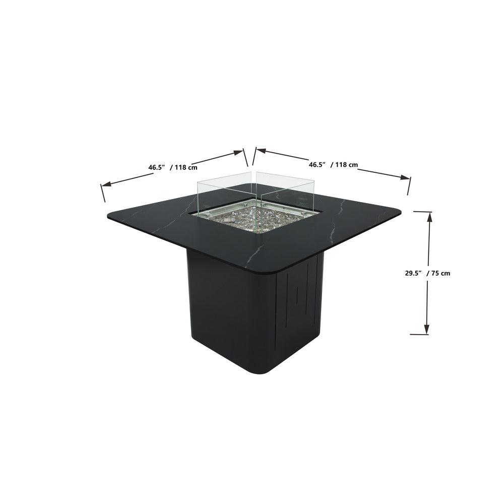 Elementi Plus Brugge 47" Bulgaria Black Marble Porcelain Liquid Propane Dining Table