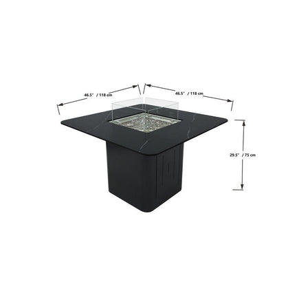 Elementi Plus Brugge 47" Bulgaria Black Marble Porcelain Liquid Propane Dining Table