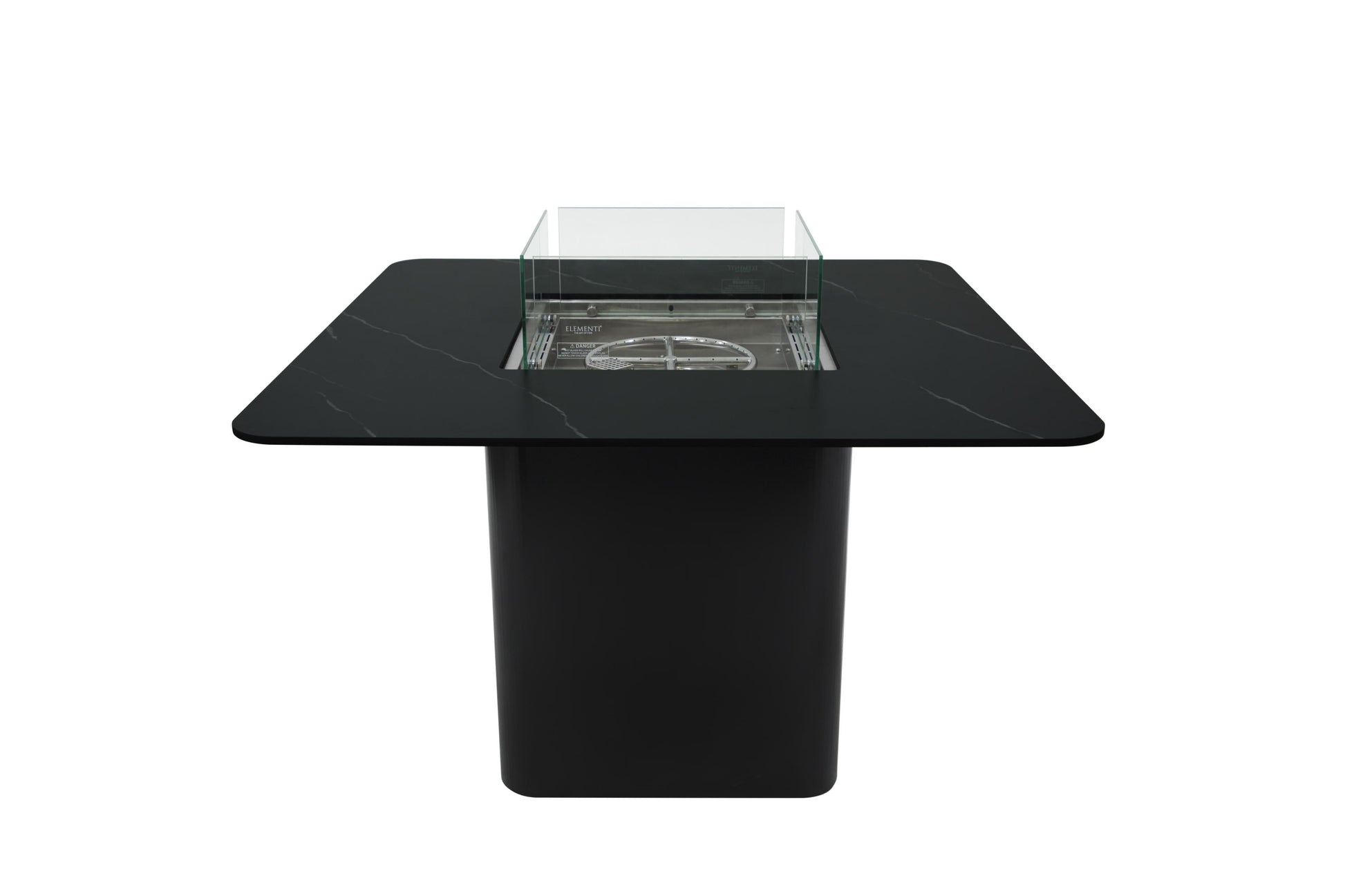 Elementi Plus Brugge 47" Bulgaria Black Marble Porcelain Liquid Propane Dining Table
