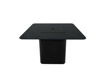 Elementi Plus Brugge 47" Bulgaria Black Marble Porcelain Liquid Propane Dining Table