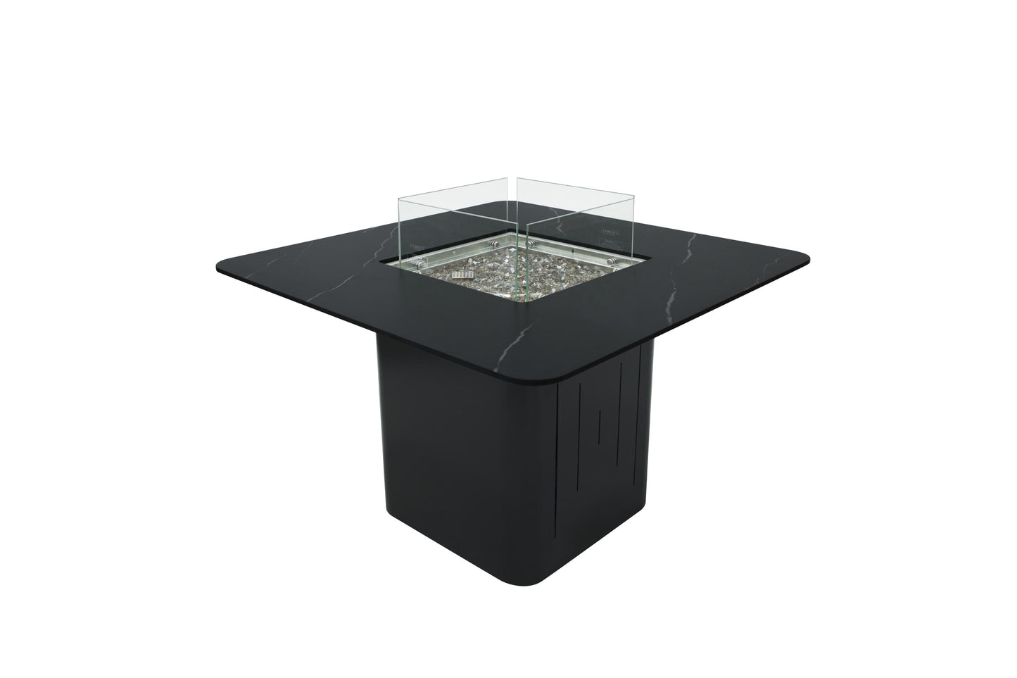 Elementi Plus Brugge 47" Bulgaria Black Marble Porcelain Liquid Propane Dining Table