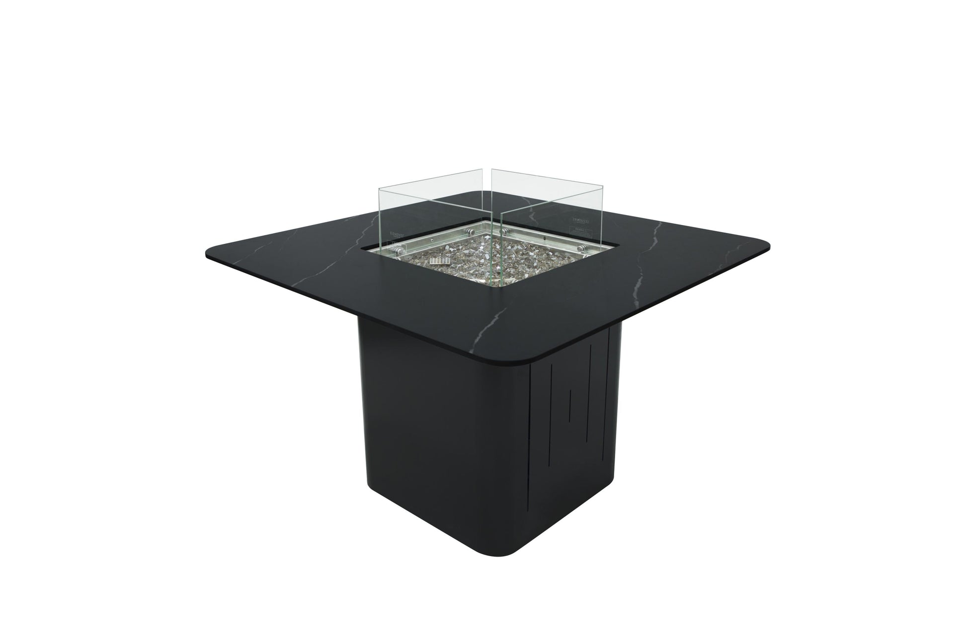 Elementi Plus Brugge 47" Bulgaria Black Marble Porcelain Liquid Propane Dining Table