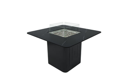 Elementi Plus Brugge 47" Bulgaria Black Marble Porcelain Liquid Propane Dining Table