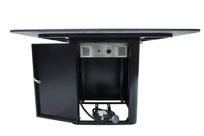 Elementi Plus Brugge 47" Bulgaria Black Marble Porcelain Liquid Propane Dining Table