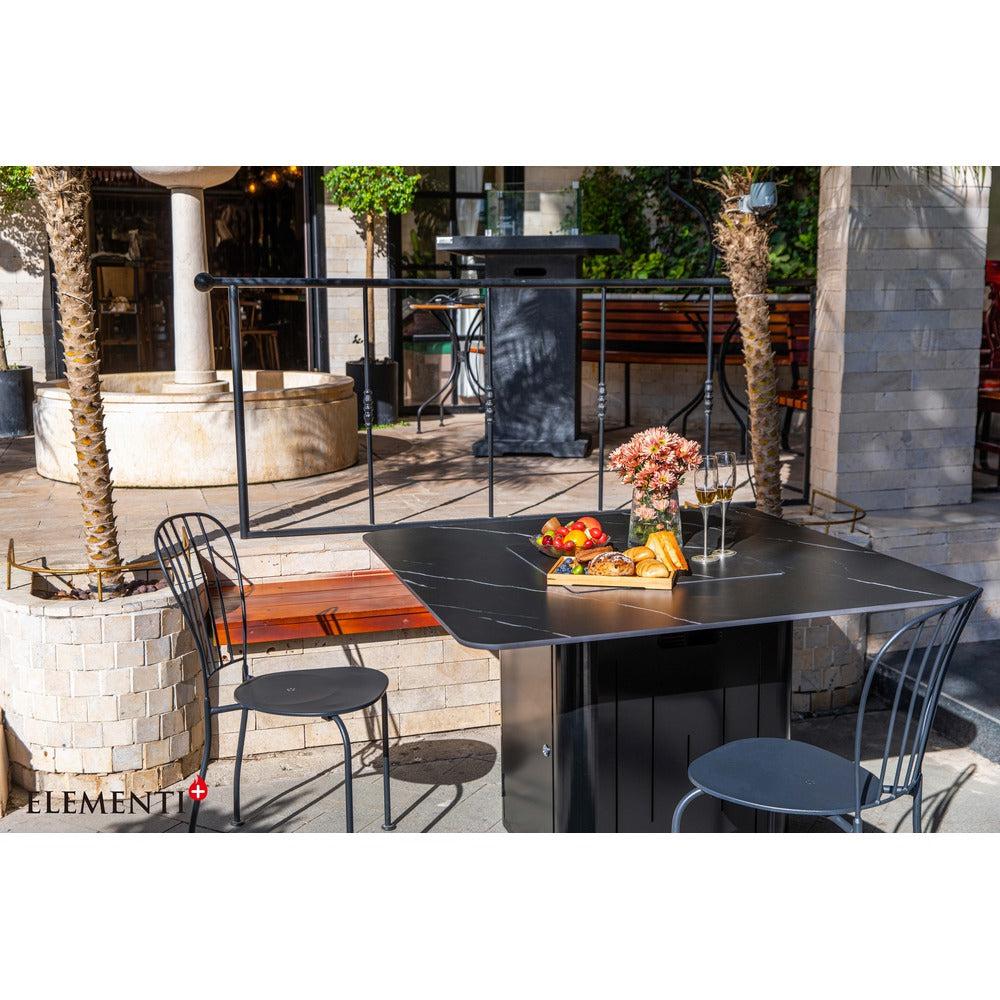 Elementi Plus Brugge 47" Bulgaria Black Marble Porcelain Liquid Propane Dining Table