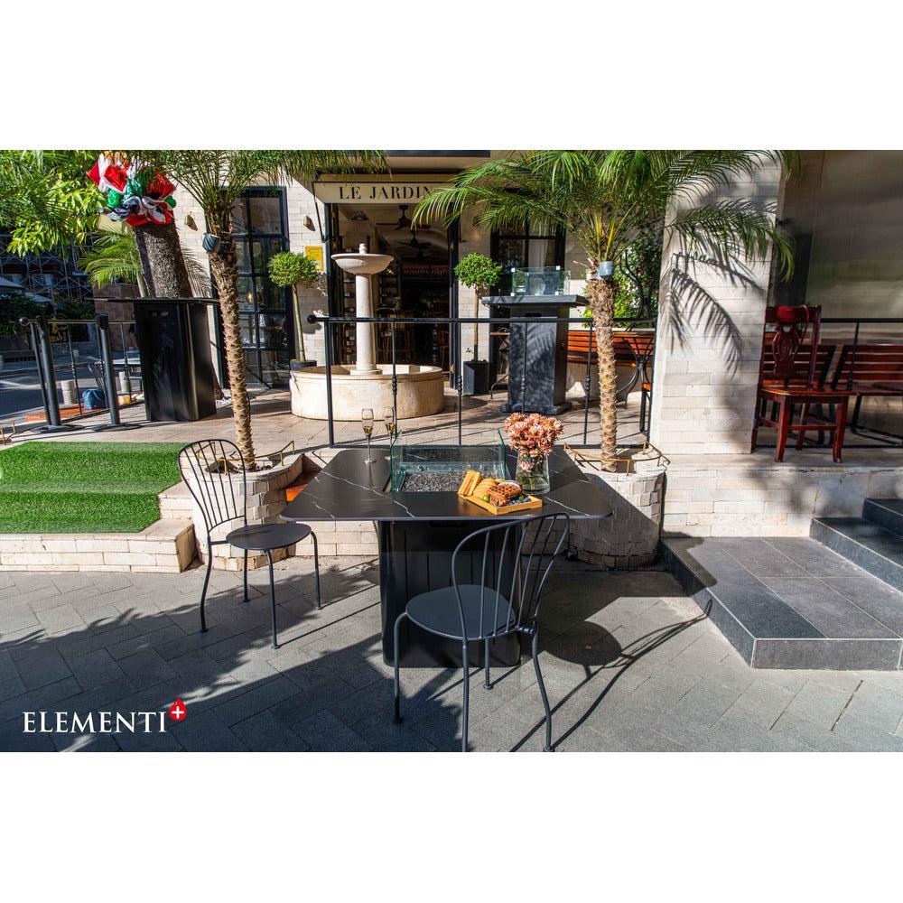 Elementi Plus Brugge 47" Bulgaria Black Marble Porcelain Liquid Propane Dining Table