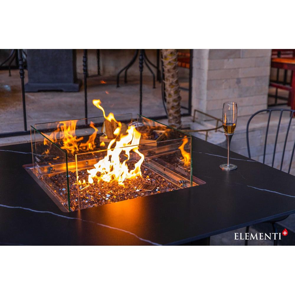 Elementi Plus Brugge 47" Bulgaria Black Marble Porcelain Liquid Propane Dining Table