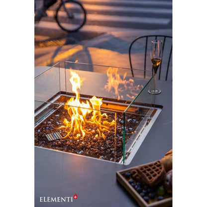 Elementi Plus Brugge 47" Bulgaria Black Marble Porcelain Liquid Propane Dining Table