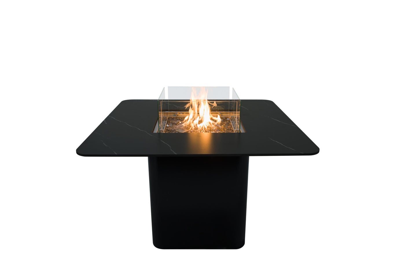 Elementi Plus Brugge 47" Bulgaria Black Marble Porcelain Liquid Propane Dining Table