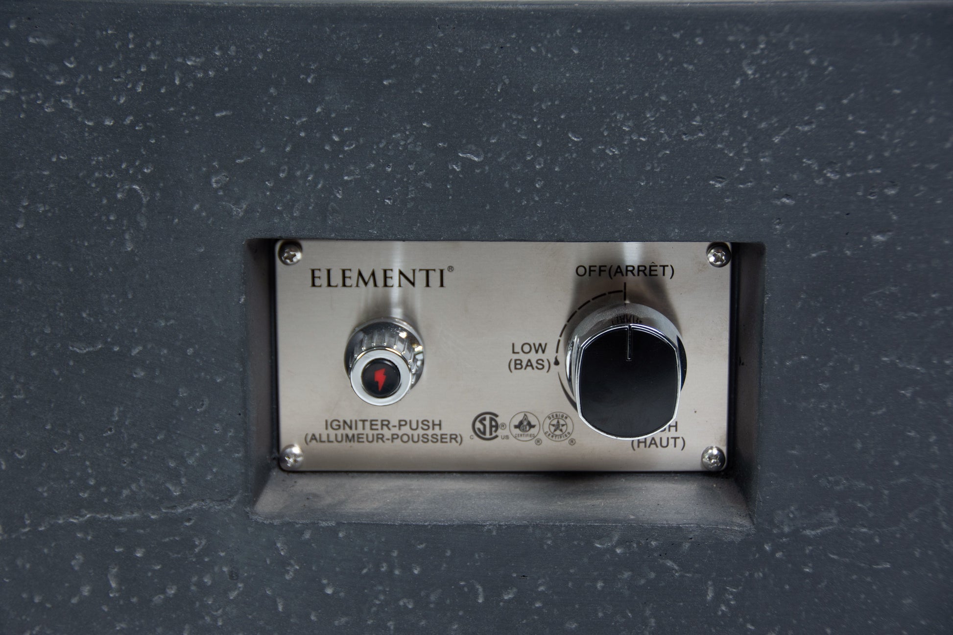 Elementi Plus Cannes 32" Rectangle Dark Grey Concrete Liquid Propane Fire Table