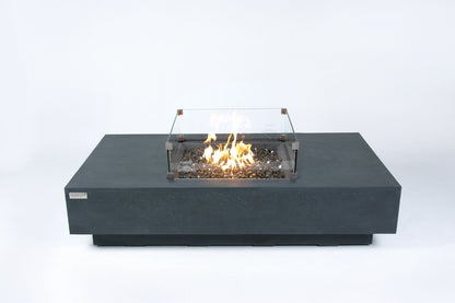 Elementi Plus Cannes 32" Rectangle Dark Grey Concrete Liquid Propane Fire Table