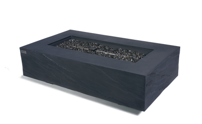 Elementi Plus Cape Town 32" Rectangle Slate Black Concrete Sandstone Liquid Propane Fire Table
