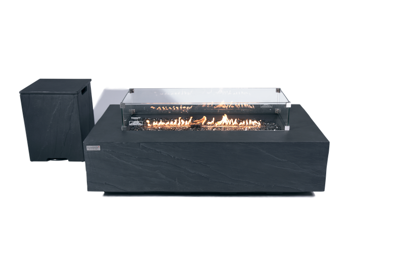 Elementi Plus Cape Town 32" Rectangle Slate Black Concrete Sandstone Liquid Propane Fire Table
