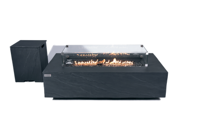 Elementi Plus Cape Town 32" Rectangle Slate Black Concrete Sandstone Liquid Propane Fire Table
