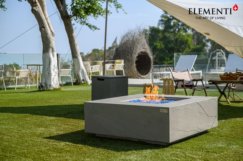 Elementi Plus Capertee 40" Square Space Grey Concrete Liquid Propane Fire Table