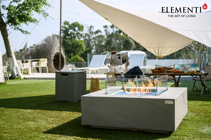 Elementi Plus Capertee 40" Square Space Grey Concrete Natural Gas Fire Table