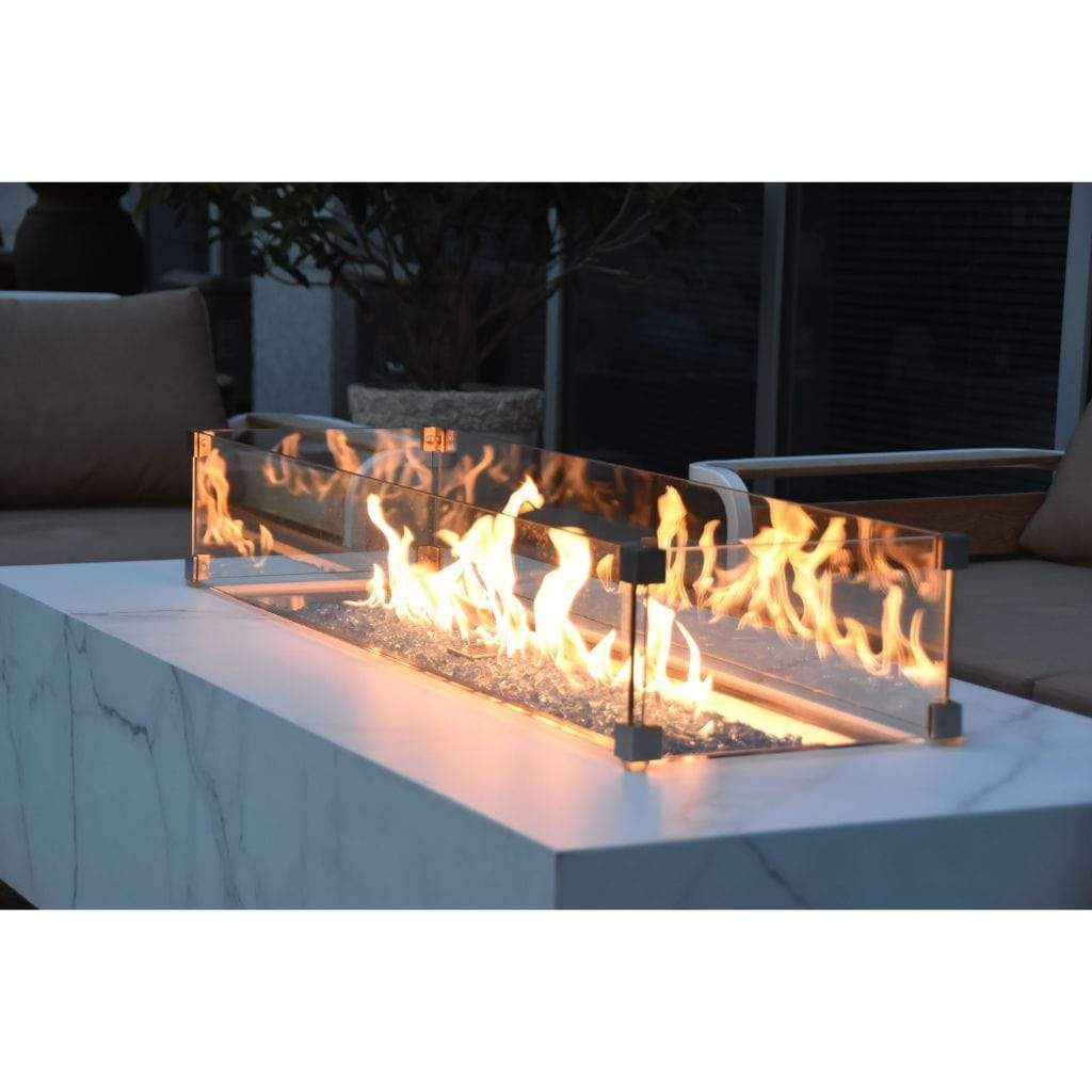 Elementi Plus Carrara 28" Bianco White Marble Porcelain Fire Table