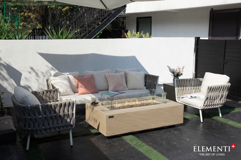 Elementi Plus Colorado 32" Rectangle Sunlight Yellow Concrete Sandstone Liquid Propane Fire Table