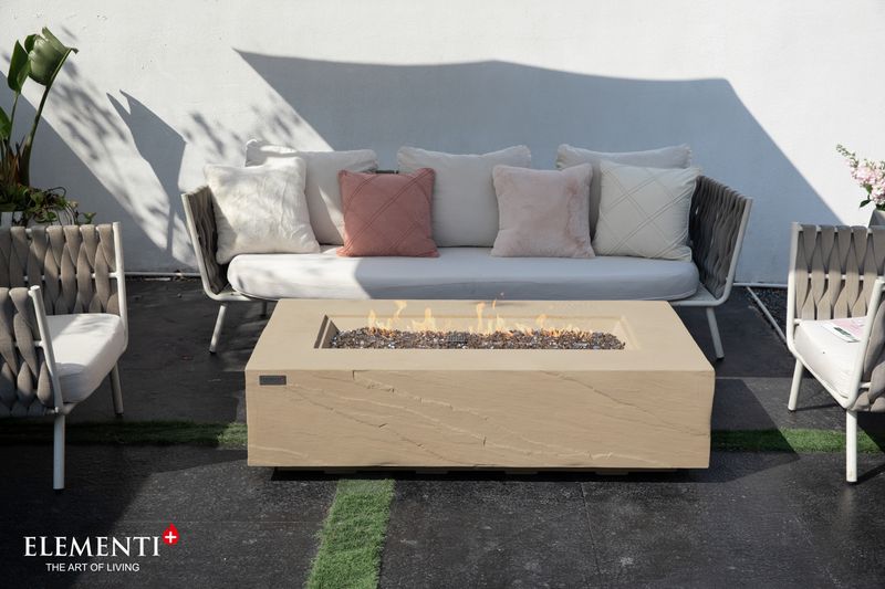 Elementi Plus Colorado 32" Rectangle Sunlight Yellow Concrete Sandstone Natural Gas Fire Table