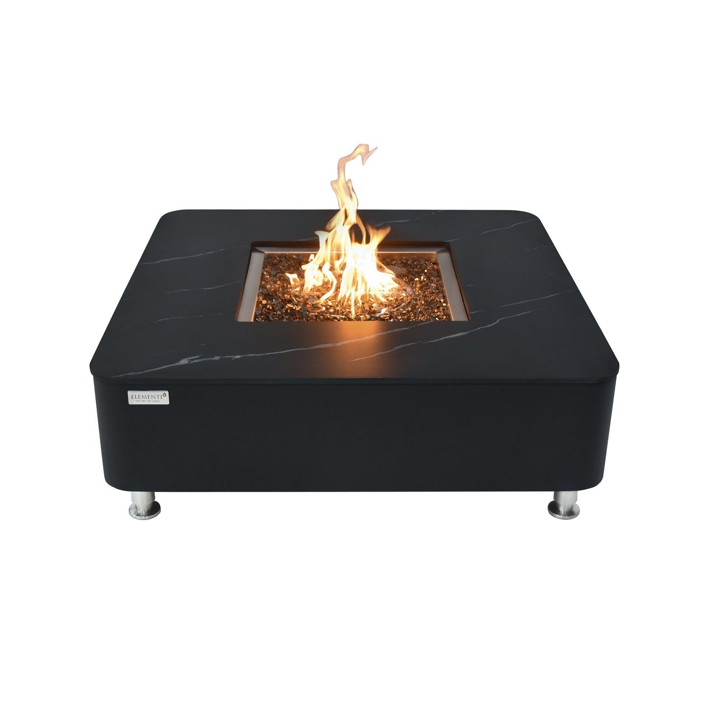 Elementi Plus Copenhagen 42" Bulgaria Black Marble Porcelain Natural Gas Fire Table
