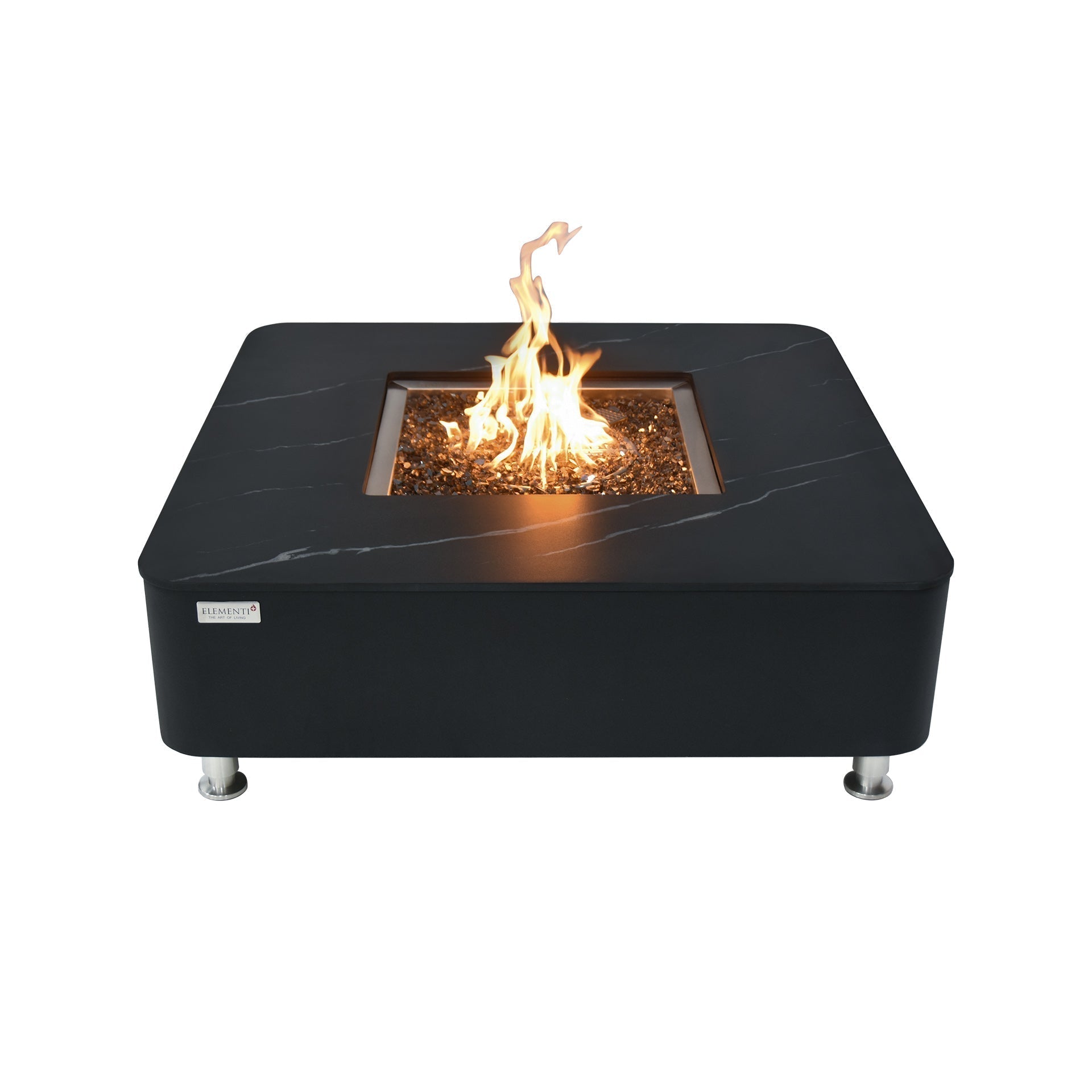 Elementi Plus Copenhagen 42" Bulgaria Black Marble Porcelain Natural Gas Fire Table
