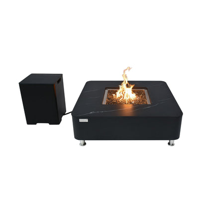 Elementi Plus Copenhagen 42" Bulgaria Black Marble Porcelain Natural Gas Fire Table