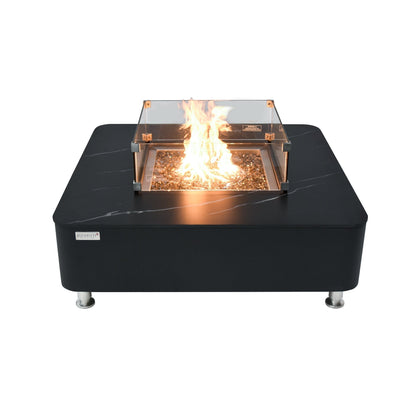 Elementi Plus Copenhagen 42" Bulgaria Black Marble Porcelain Natural Gas Fire Table