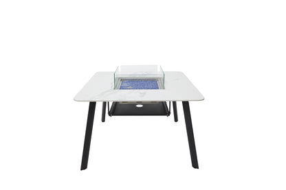 Elementi Plus Helsinki 47" Bianco White Marble Porcelain Liquid Propane Dining Table