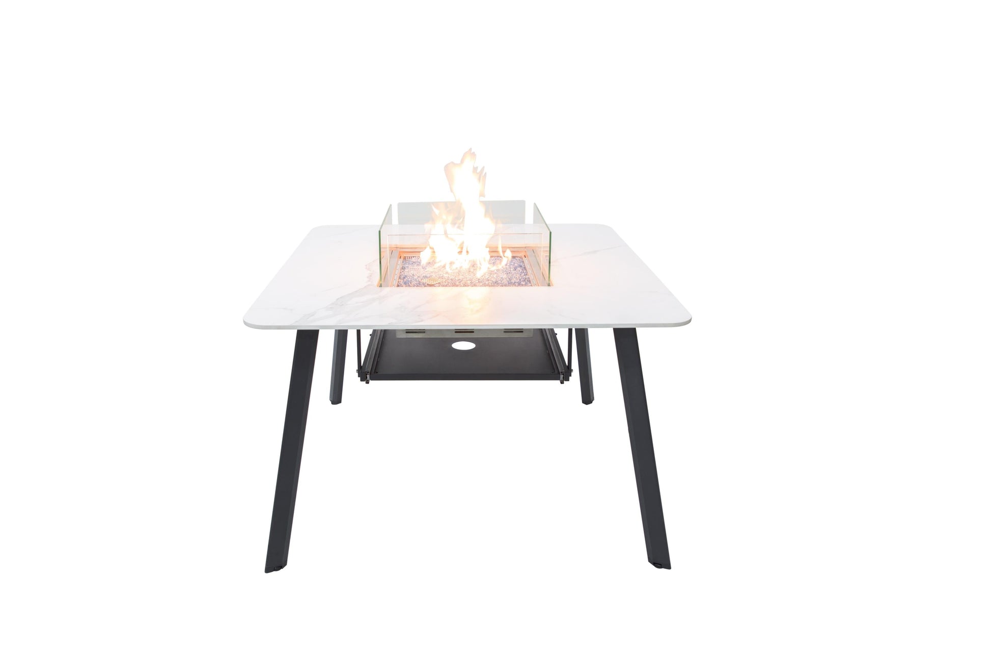 Elementi Plus Helsinki 47" Bianco White Marble Porcelain Liquid Propane Dining Table