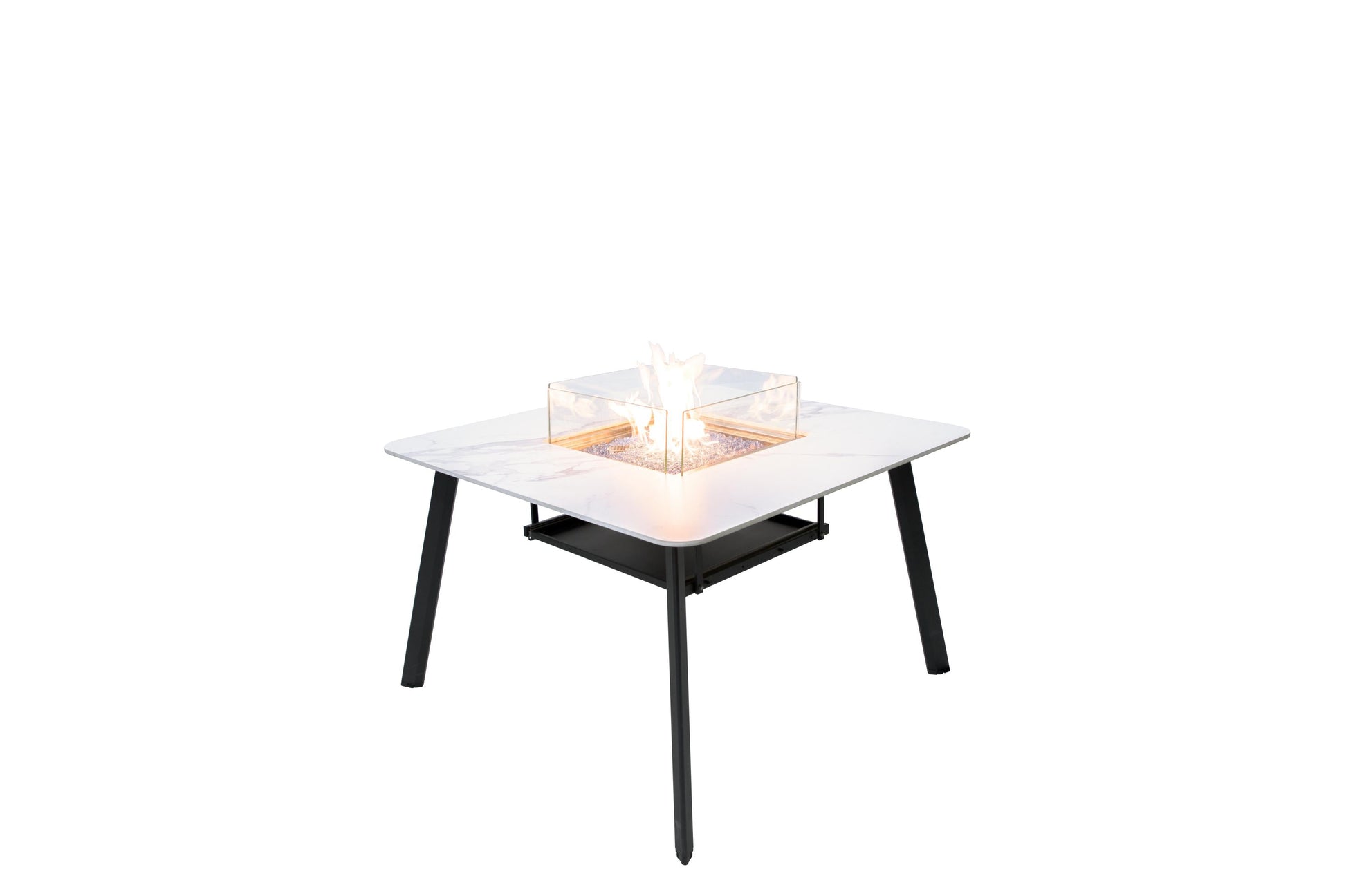 Elementi Plus Helsinki 47" Bianco White Marble Porcelain Liquid Propane Dining Table
