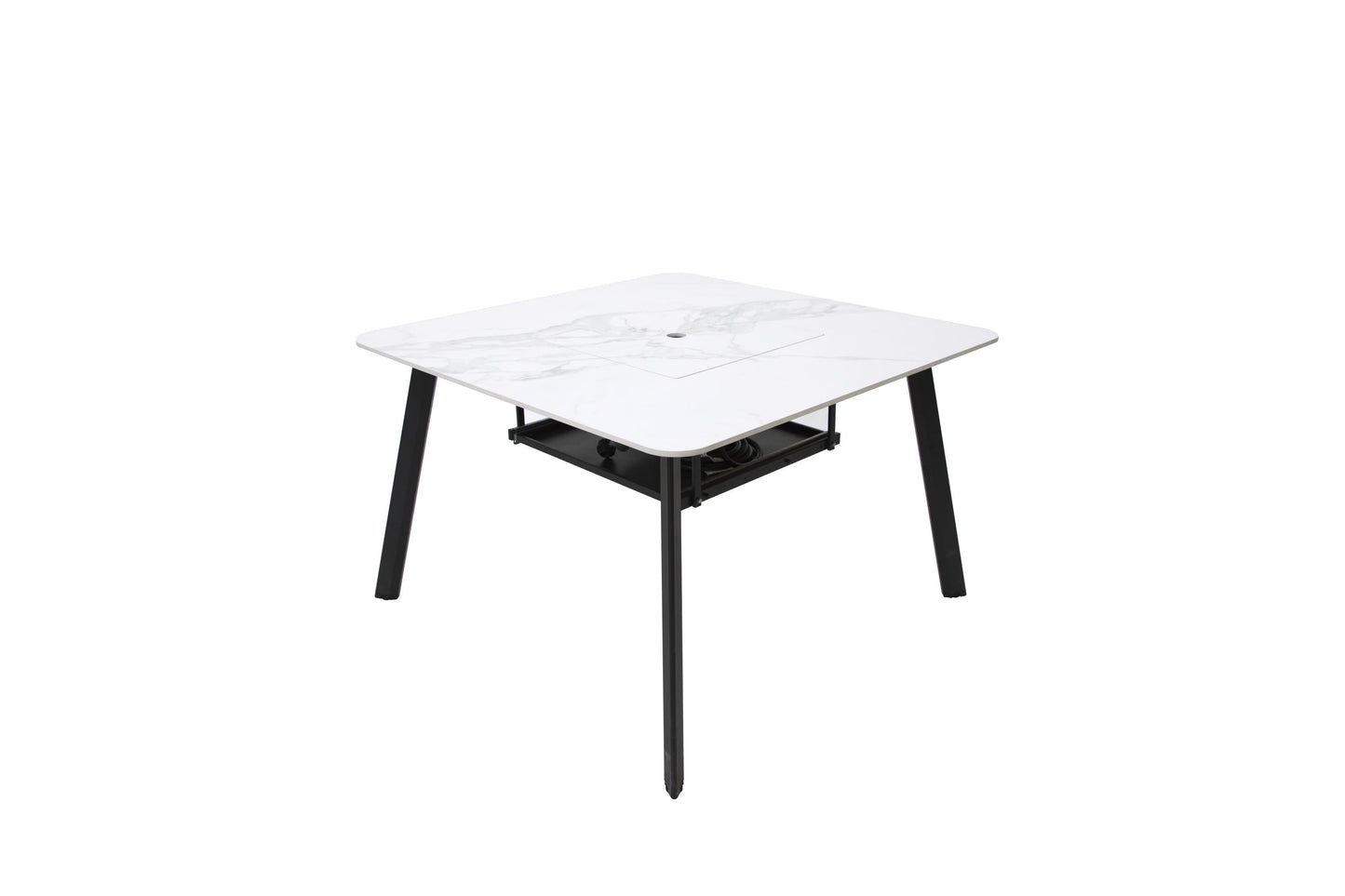 Elementi Plus Helsinki 47" Bianco White Marble Porcelain Liquid Propane Dining Table