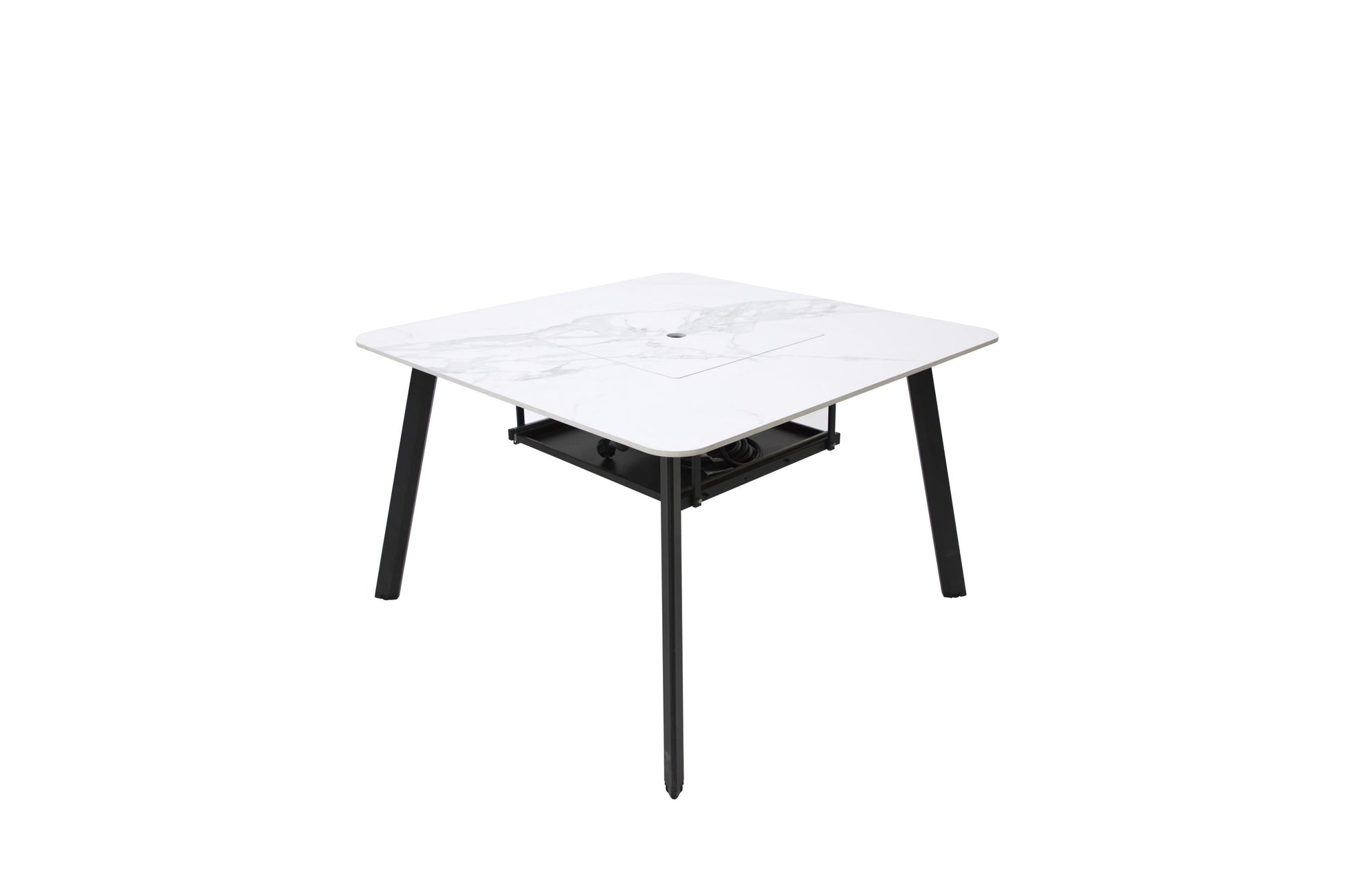 Elementi Plus Helsinki 47" Bianco White Marble Porcelain Liquid Propane Dining Table