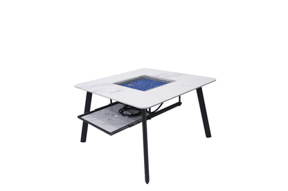 Elementi Plus Helsinki 47" Bianco White Marble Porcelain Liquid Propane Dining Table
