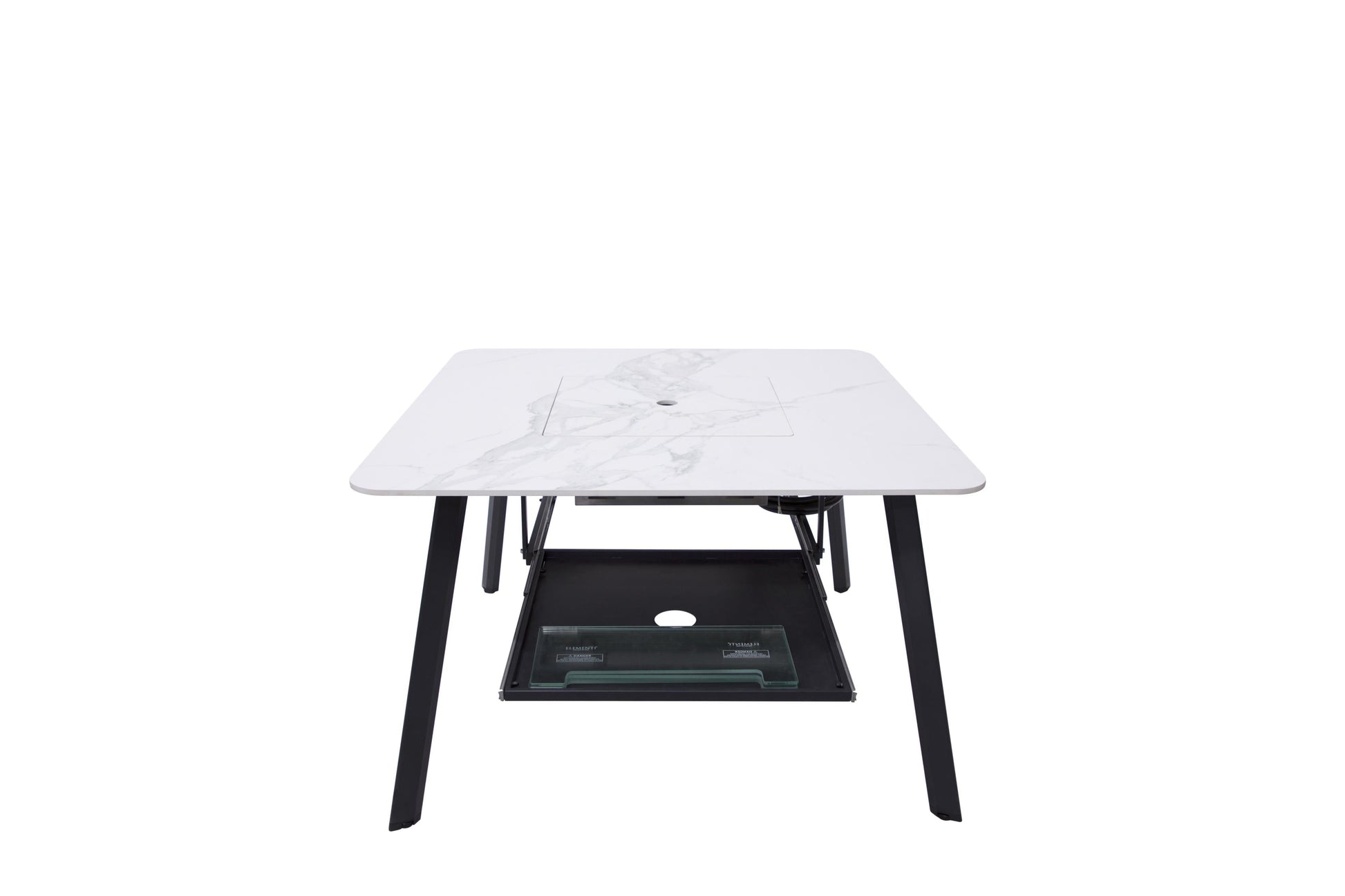 Elementi Plus Helsinki 47" Bianco White Marble Porcelain Liquid Propane Dining Table
