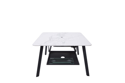 Elementi Plus Helsinki 47" Bianco White Marble Porcelain Liquid Propane Dining Table