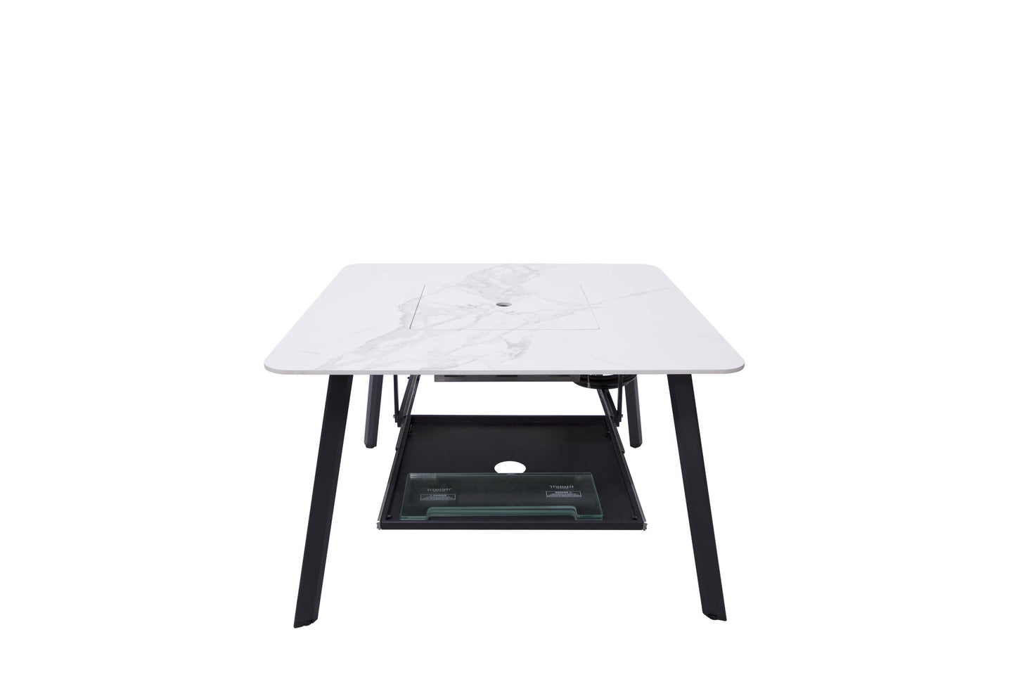 Elementi Plus Helsinki 47" Bianco White Marble Porcelain Natural Gas Dining Table