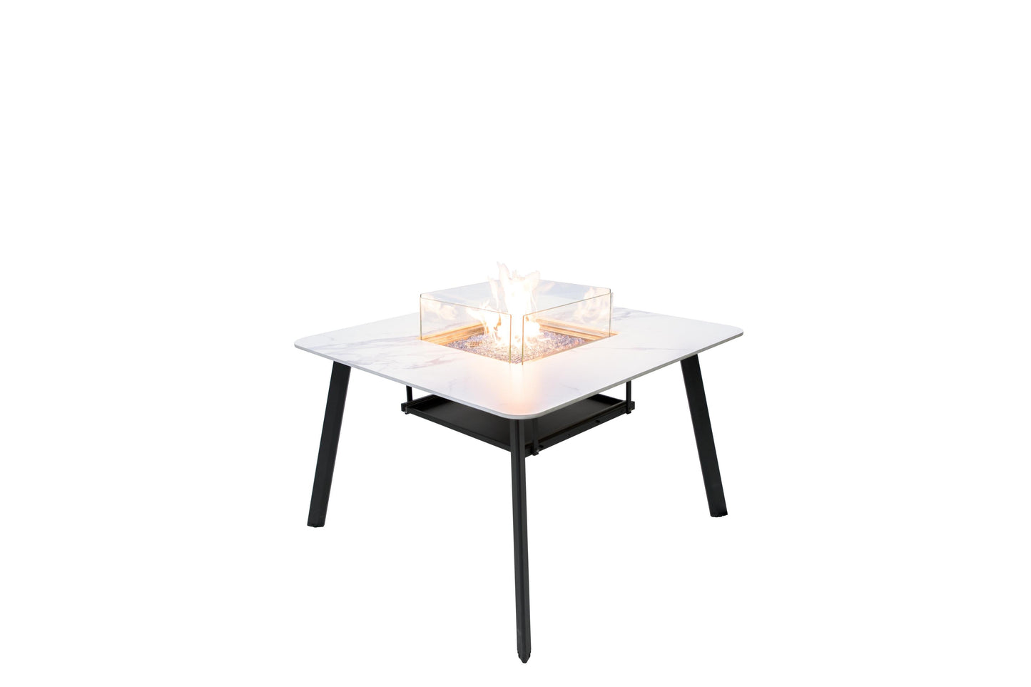Elementi Plus Helsinki 47" Bianco White Marble Porcelain Natural Gas Dining Table
