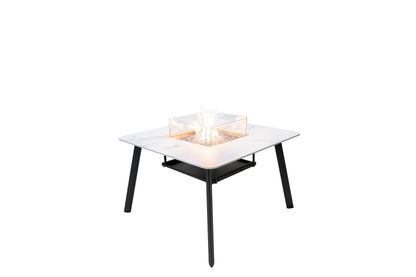 Elementi Plus Helsinki 47" Bianco White Marble Porcelain Natural Gas Dining Table