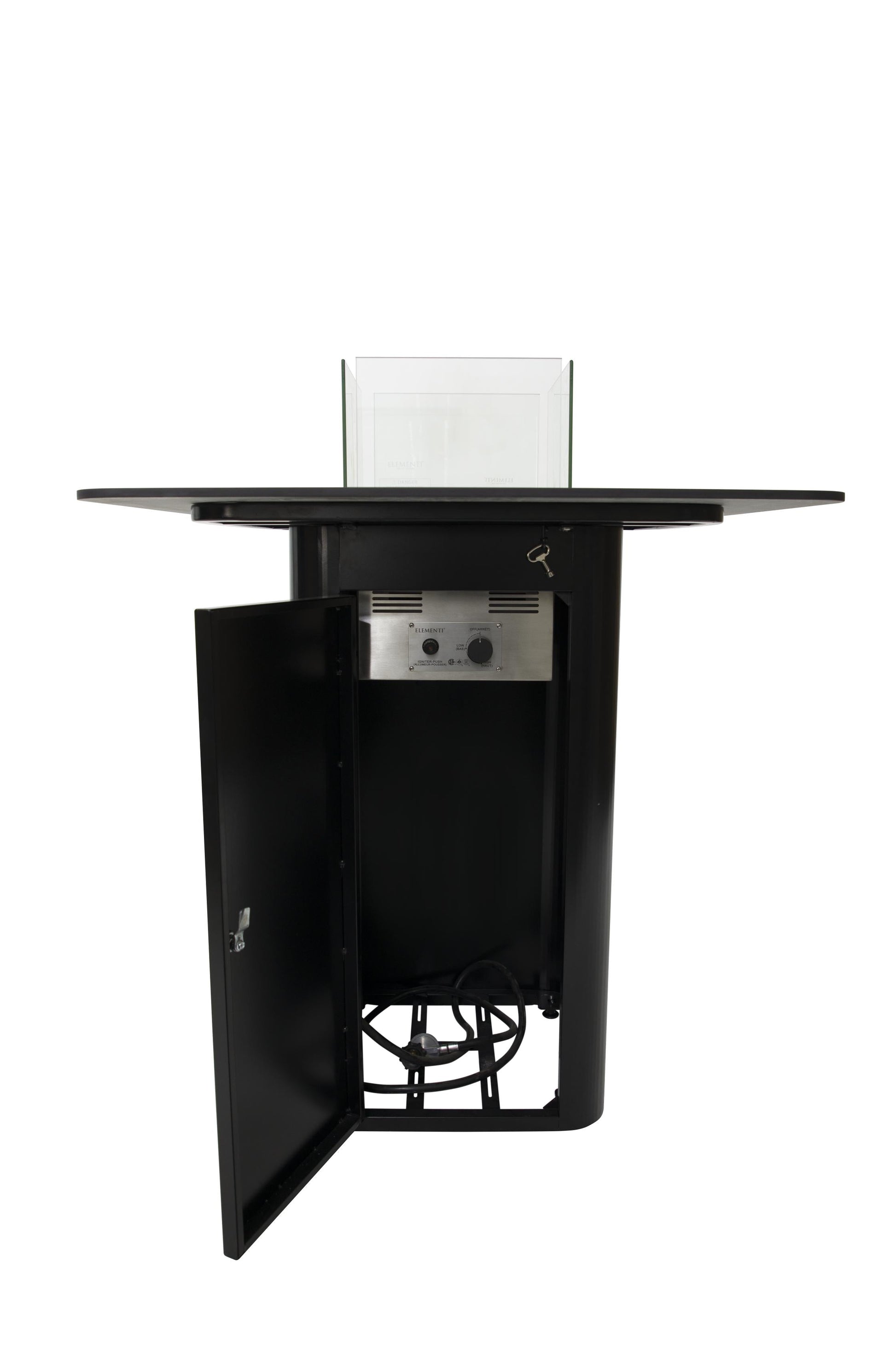Elementi Plus Koln 39" Bulgaria Black Marble Porcelain Liquid Propane Bar Table