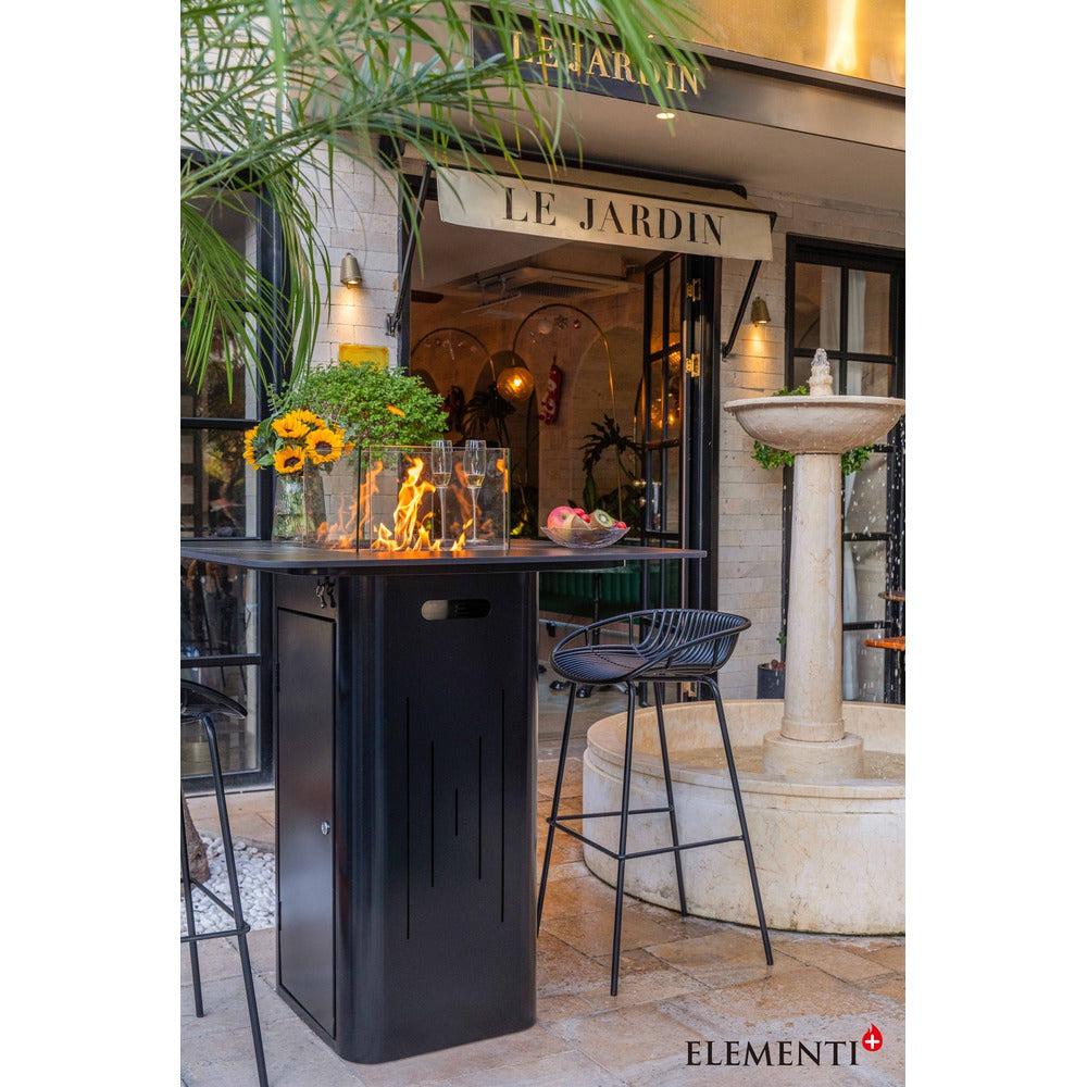 Elementi Plus Koln 39" Bulgaria Black Marble Porcelain Liquid Propane Bar Table