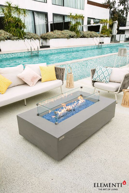 Elementi Plus Meteora 32" Rectangle Space Grey Concrete Liquid Propane Sandstone Fire Table