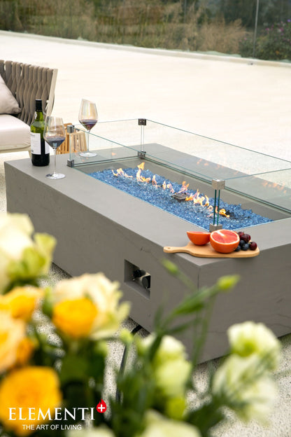 Elementi Plus Meteora 32" Rectangle Space Grey Concrete Liquid Propane Sandstone Fire Table