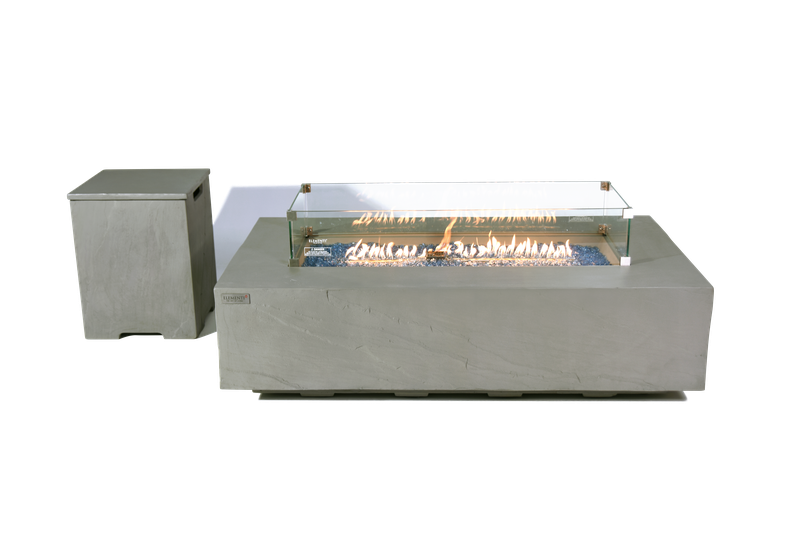 Elementi Plus Meteora 32" Rectangle Space Grey Concrete Liquid Propane Sandstone Fire Table