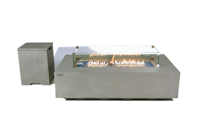 Elementi Plus Meteora 32" Rectangle Space Grey Concrete Liquid Propane Sandstone Fire Table