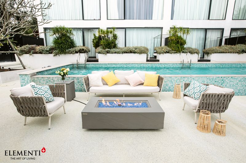 Elementi Plus Meteora 32" Rectangle Space Grey Concrete Liquid Propane Sandstone Fire Table