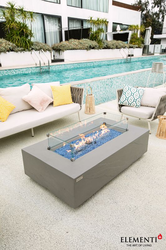 Elementi Plus Meteora 32" Rectangle Space Grey Concrete Natural Gas Sandstone Fire Table