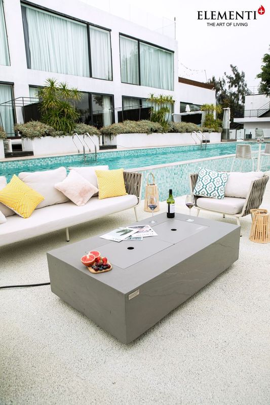 Elementi Plus Meteora 32" Rectangle Space Grey Concrete Natural Gas Sandstone Fire Table